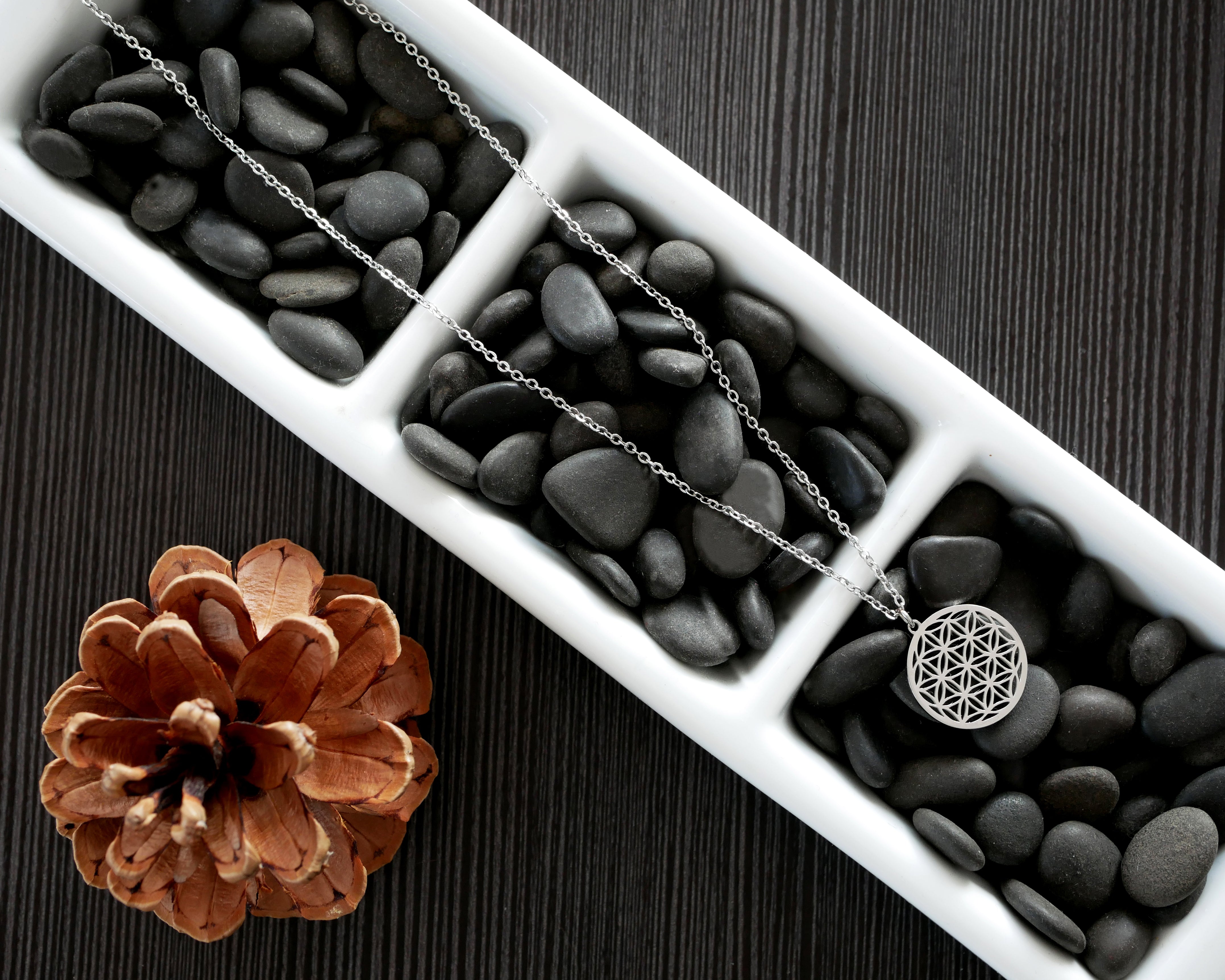 Nuoli Blume des Lebens Halskette Silber